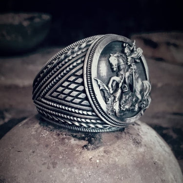 Saint George Knight's Ring in 950 Silver